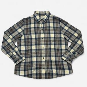 L.L.Bean Relaxed Fit Plaid Flannel Button Shirt Large Reg